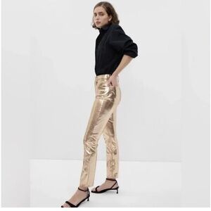 GAP Gold Metallic Straight Leg Pants